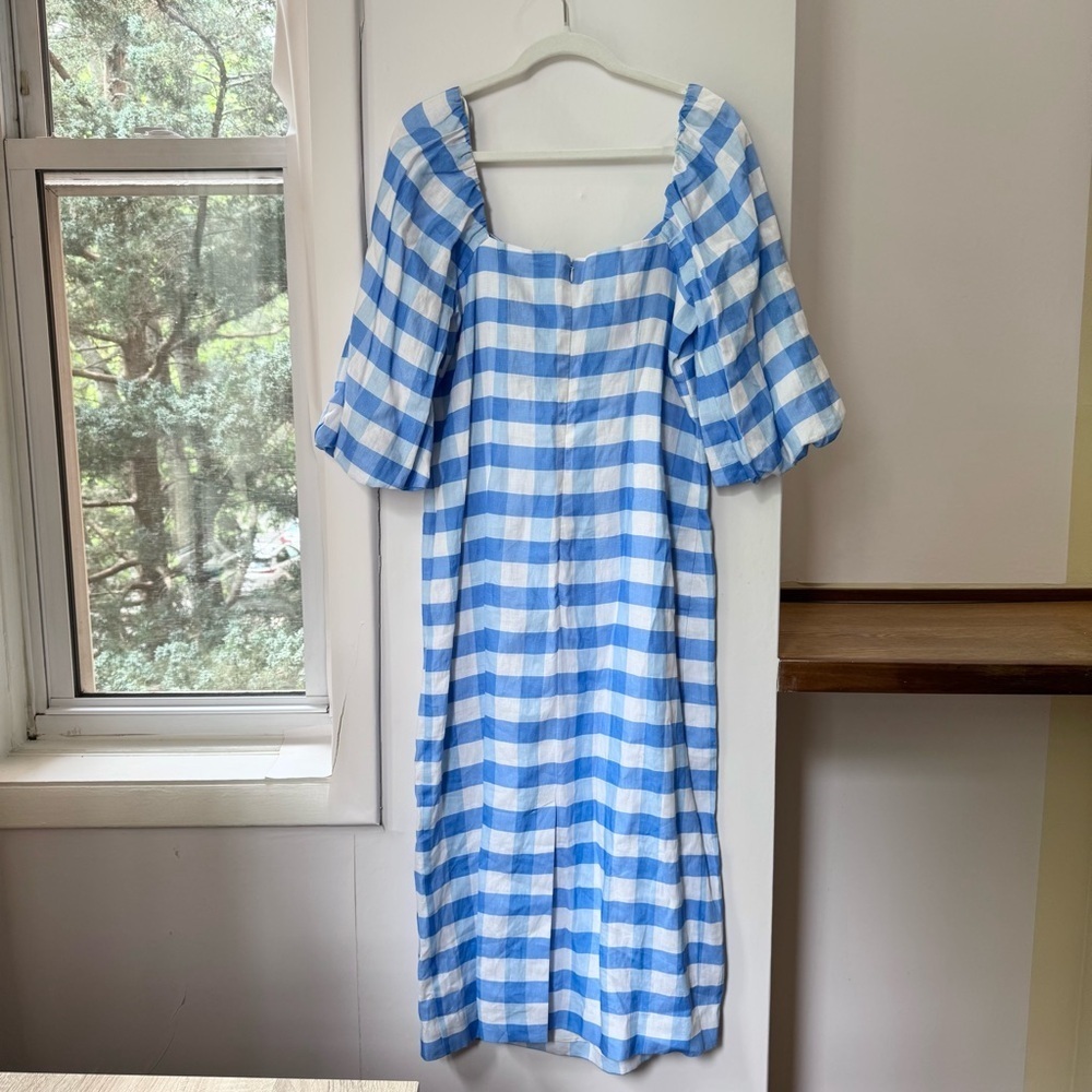 NWT Anthropologie RHODE Noa Linen Midi Dress Blue White - Picture 13 of 14